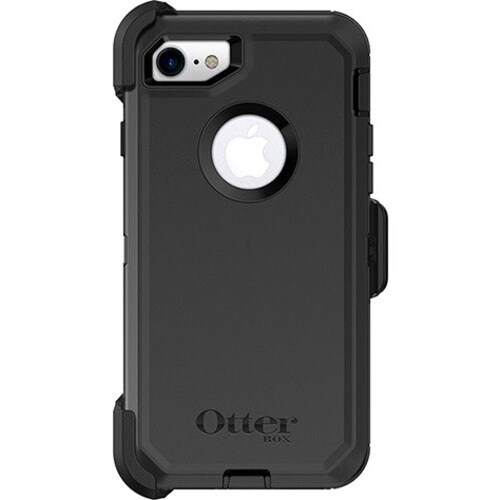 OtterBox Defender Carrying Case (Holster) Apple iPhone 8, iPhone 7 Smartphone - Black - Wear Resistant Interior, Drop Resi