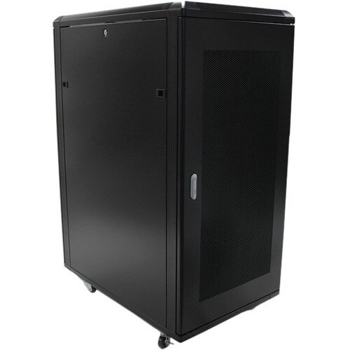 25U Network Rack Cabinet on Wheels - 36in Deep - Portable 19in 4 Post Network Rack Enclosure for Data & IT Computer Equipm