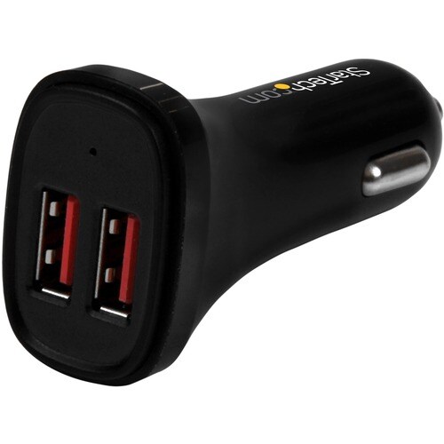 Dual Port USB Car Charger - High Power 24W/4.8A - Black - 2-Port USB Car Charger - Charge two tablets at once (USB2PCARBKS)