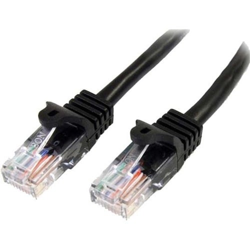 0.5m Black Cat5e Patch Cable with Snagless RJ45 Connectors - Short Ethernet Cable - 0.5 m Cat 5e UTP Cable (45PAT50CMBK)