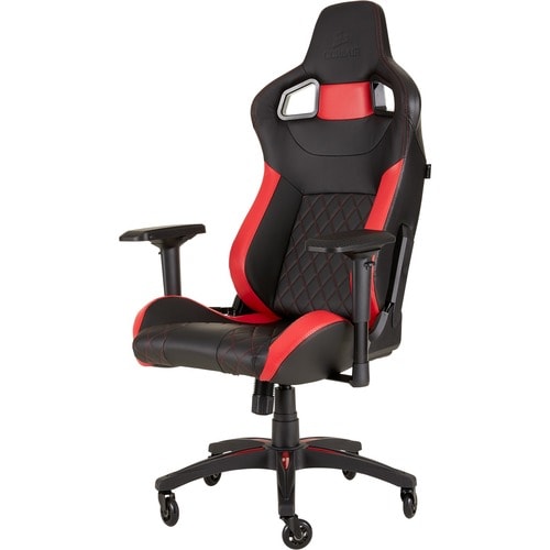 Corsair T1 RACE 2018 Gaming Chair - Black/Red - For Game, Desk, Office - PU Leather, Steel - Black, Red