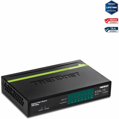 Switch Ethernet TRENDnet TPE-TG82g 8 Porte - Nuovo - 2 Layer supportato - Coppia incrociata