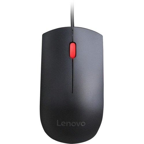 Lenovo Essential Mouse - USB - Optical - 3 Button(s) - Black - 1 Pack - Cable - 1600 dpi - Scroll Wheel - Symmetrical