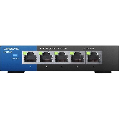 Linksys LGS105 5 Ports Ethernet Switch - 2 Layer Supported - Twisted Pair - Desktop, Wall Mountable