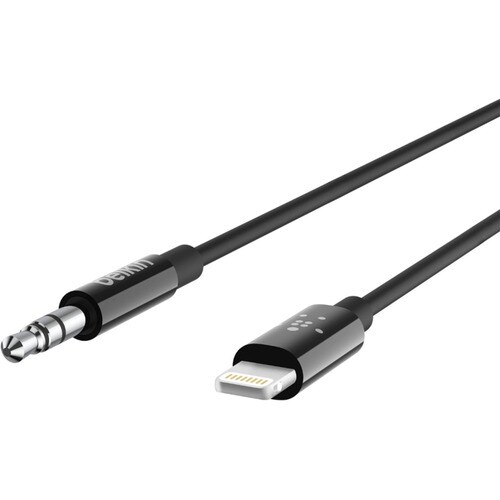Belkin 3.5 mm Audio Cable With Lightning Connector - 91.44 cm Lightning/Mini-phone Audio/Data Transfer Cable for Audio Dev