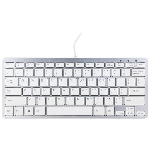 R-Go Tools Compact Ergonomic Wired Keyboard, QWERTY, White - Cable Connectivity - USB Interface - QWERTY Layout - White