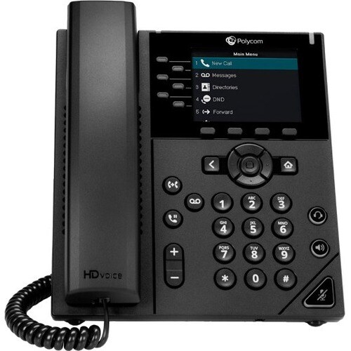 Poly 350 IP Phone - Corded - Corded - Desktop, Wall Mountable - Black - TAA Compliant - 6 x Total Line - VoIP - 2 x Networ