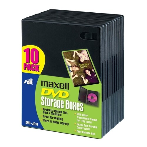 Maxell DVD-JC10 DVD Storage Boxes - Jewel Case - Book Fold - Black
