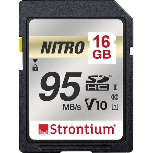 Strontium NITRO 16 GB Class 10/UHS-I (U1) SDHC - 95 MB/s Read - Lifetime Warranty
