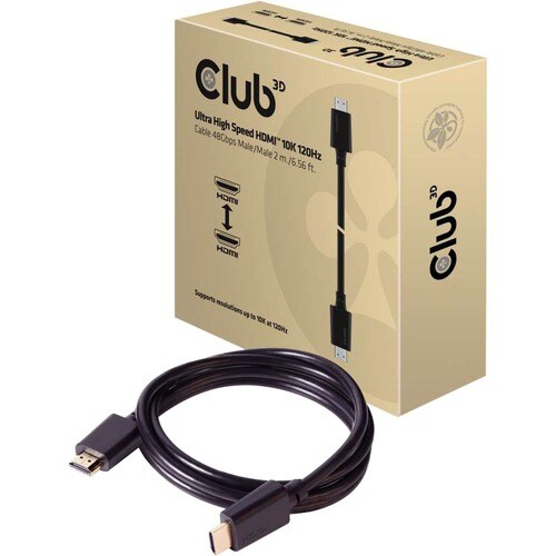 Club 3D Ultra High Speed HDMI Cable 10K 120Hz 48Gbps M/M 2 m./6.56 ft. - 6.56 ft HDMI A/V Cable for Audio/Video Device - F