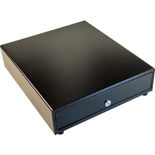 APG Vasario 1616 Cash Drawer - 4 Bill - 8 Coin - USB - Stainless Steel, Plastic - Black - 109.2 mm Height x 411.5 mm Width