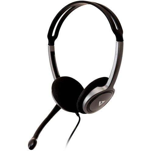 V7 Lightweight Stereo Headset with Microphone - Stereo - Mini-phone (3.5mm) - Wired - 32 Ohm - 20 Hz - 20 kHz - Over-the-h