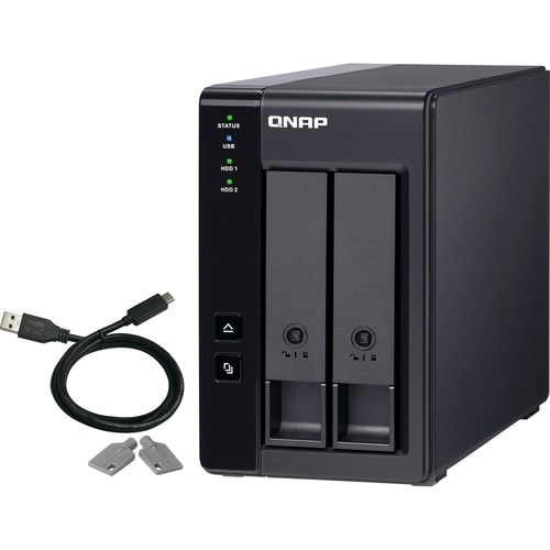 QNAP TR-002 2 x Total Bays DAS Storage System Desktop - Serial ATA/600 Controller - RAID Supported - 0, 1, JBOD RAID Levels
