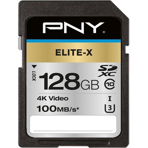 PNY Elite-X 128 GB Class 10/UHS-I (U3) SDXC - 100 MB/s Read