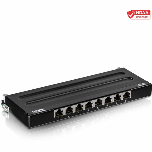 Quadro per prese di rete TRENDnet TC-P08C6AS - 8 Port(s) - 8 x RJ-45 - 0.5U Alto - Parato montabile