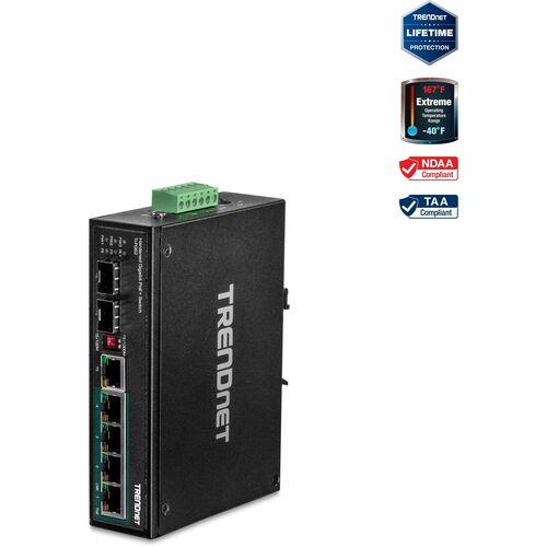 Switch Ethernet TRENDnet TI-PG62 6 Porte - Nuovo - Coppia incrociata - Montabile su rail