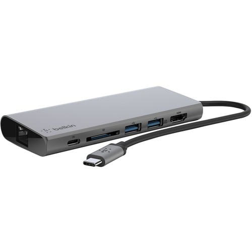 Belkin USB-C Multimedia Hub - for Notebook - 60 W - USB Type C - 3 x USB Ports - 2 x USB 3.0 - USB Type-C - Network (RJ-45