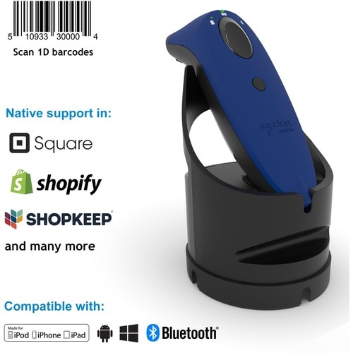 Socket Mobile SocketScan S730 Handheld Barcode Scanner - Wireless Connectivity - Blue, Black - 1D - Laser - Bluetooth