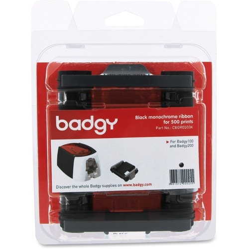 Badgy Ribbon - Black - Thermal Transfer - 500 Cards - 1 Each