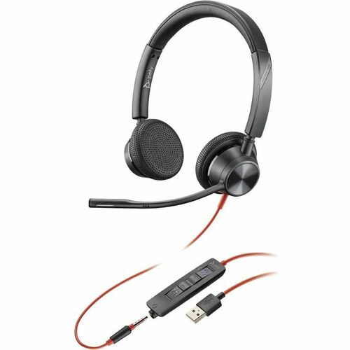 Plantronics Blackwire 3325 Headset - Stereo - USB Type A, Mini-phone (3.5mm) - Wired - 32 Ohm - 20 Hz - 20 kHz - Over-the-