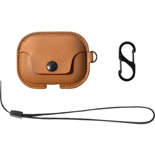 Twelve South AirSnap Pro Carrying Case Apple AirPods Pro - Cognac - Full Grain Leather, Metal, Nylon Body - Wrist Strap, C