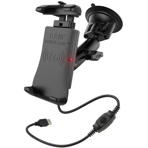 RAM Mounts Quick-Grip Waterproof Wireless Charging Suction Cup Mount - Wireless - Smartphone - Qi - Charging Capability - 