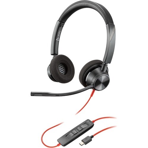 Plantronics Blackwire 3300 Series Corded UC Headset - Stereo - Mini-phone (3.5mm), USB Type C - Wired - 32 Ohm - 20 Hz - 2