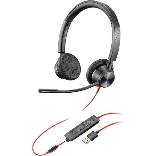 Plantronics Blackwire 3300 Series Corded UC Headset - Stereo - Mini-phone (3.5mm), USB Type A - Wired - 32 Ohm - 20 Hz - 2