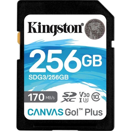 Kingston Canvas Go! Plus 256 GB Class 10/UHS-I (U3) SDXC - 1 Pack - 170 MB/s Read - 90 MB/s Write