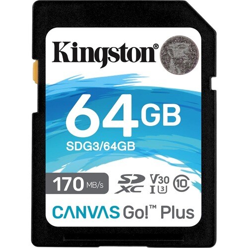 Kingston Canvas Go! Plus 64 GB Class 10/UHS-I (U3) SDXC - 170 MB/s Read - 70 MB/s Write