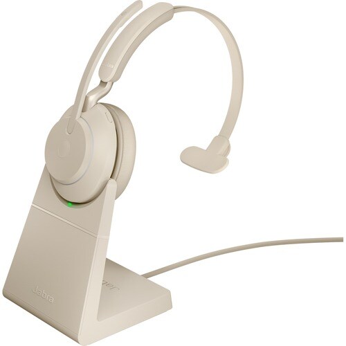 Jabra Evolve2 65 Headset - Mono - USB Type A - Wireless - Bluetooth - Over-the-head - Monaural - Supra-aural - Beige