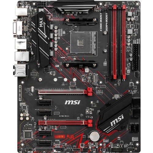 MSI B450 GAMING PLUS MAX Desktop Motherboard - AMD Chipset - Socket AM4 - ATX - 64 GB DDR4 SDRAM Maximum RAM - DIMM, UDIMM