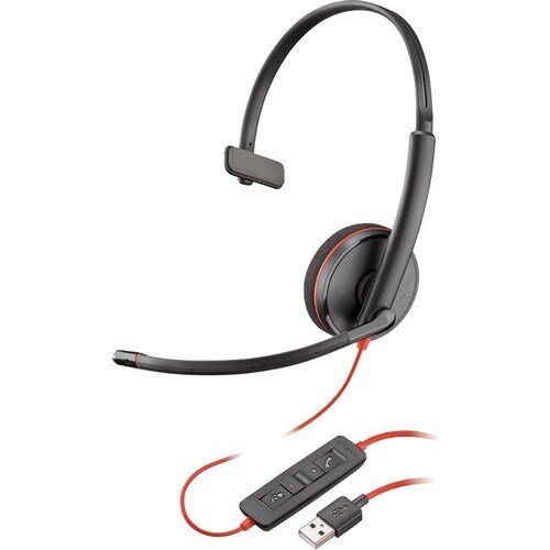 Poly Blackwire 3210 Headset - Mono - USB Type A - Wired - 20 Hz - 20 kHz - Over-the-head - Monaural - Supra-aural - Noise 