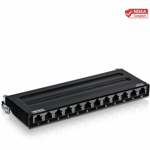 Quadro per prese di rete TRENDnet TC-P12C6AS - 12 Port(s) - 12 x RJ-45 - 0.5U Alto - Parato montabile