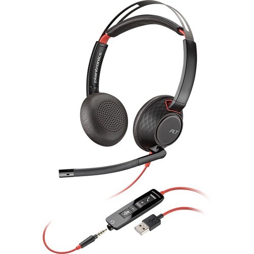 Poly Blackwire 5220 Wired Over-the-head Stereo Headset - Binaural - Circumaural - 20 Hz to 20 kHz - Noise Cancelling Micro