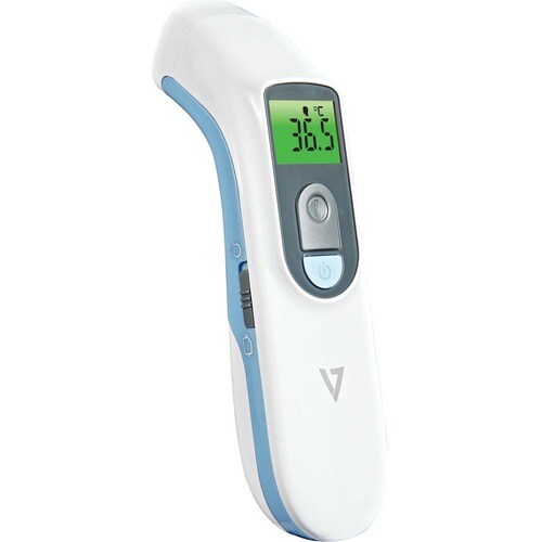 V7 VIFRTM Digital Thermometer - Large Display, Contactless, Auto-off, Alarm, Infrared, Backlight - For Body, Forehead, Fev