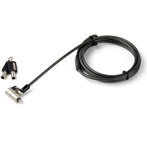 StarTech.com Universal Cable Lock - Portable - Black, Silver - Vinyl Coated Steel, Zinc Alloy - 2.01 m - For Notebook, Mon