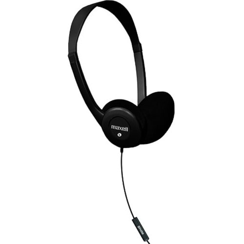 Maxell Adjustable Headphone with 6 Foot Cord - Black - Mini-phone (3.5mm) - Wired - On-ear - 6 ft Cable
