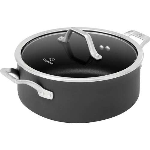Calphalon Signature Nonstick 5-Qt. Dutch Oven With Cover - - Brushed Stainless Steel Handle, Hard Anodized Aluminum, Tempe