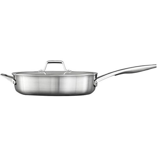 Calphalon Premier Stainless Steel 5-Qt. Saute Pan - - Stainless Steel, Aluminum, Tempered Glass Lid - Cooking, Sauteing, B