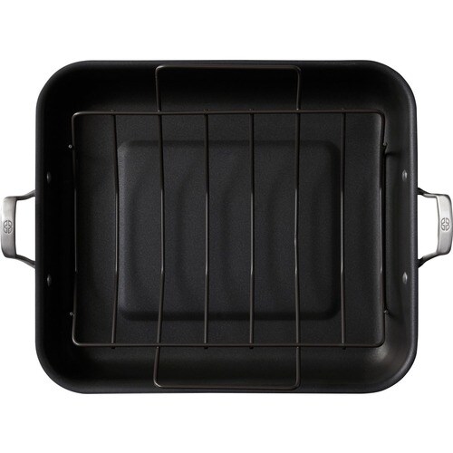 Calphalon Premier 16-Inch Roaster With Rack - - Hard Anodized Aluminum - Roasting, Baking, Cooking - Dishwasher Safe - Ove