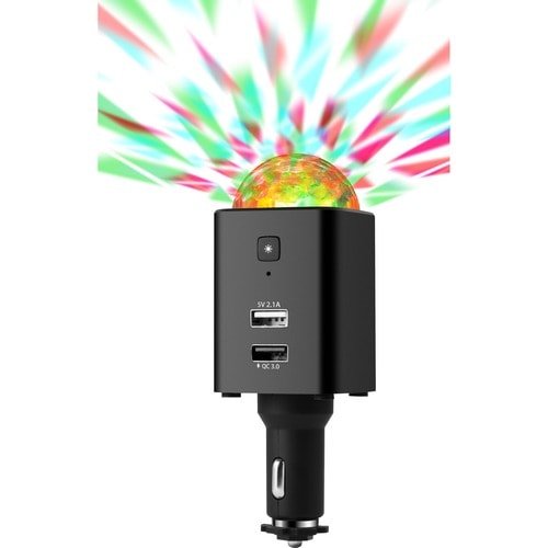 Technaxx Disco Mobile-Auto Charger TX-159 - 10.50 W - 12 V DC, 24 V DC Input - 5 V DC/2.50 A, 9 V DC, 12 V DC Output - Black