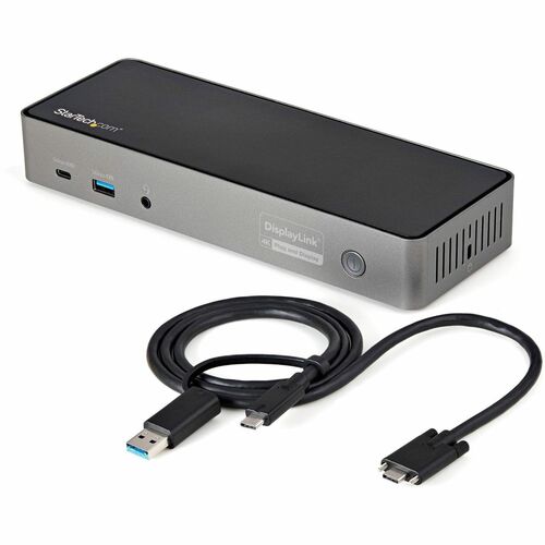 StarTech.com Dock USB-C y USB-A - Docking Station Híbrida Universal para Tres Monitores DisplayPort y HDMI 4K de 60Hz - Re