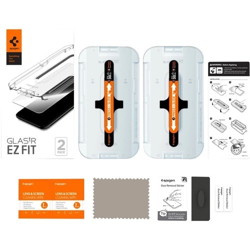 Spigen GLAS.tR EZ Fit 9H Tempered Glass, Glass Screen Protector - 2 Pack - For LCD iPhone 12 Pro Max - Fingerprint Resista