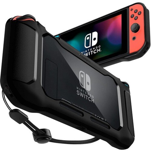 Spigen Rugged Armor Rugged Carrying Case Nintendo Gaming Console - Matte Black, Transparent - Drop Resistant - Thermoplast
