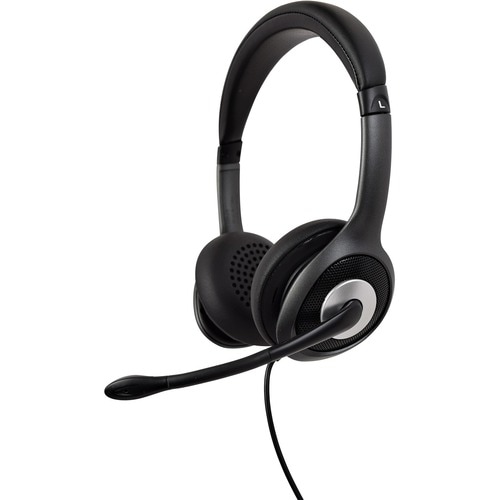 V7 Deluxe HU530C Wired Over-the-head Stereo Headset - Black, Grey - Binaural - Circumaural - 32 Ohm - 20 Hz to 20 kHz - No