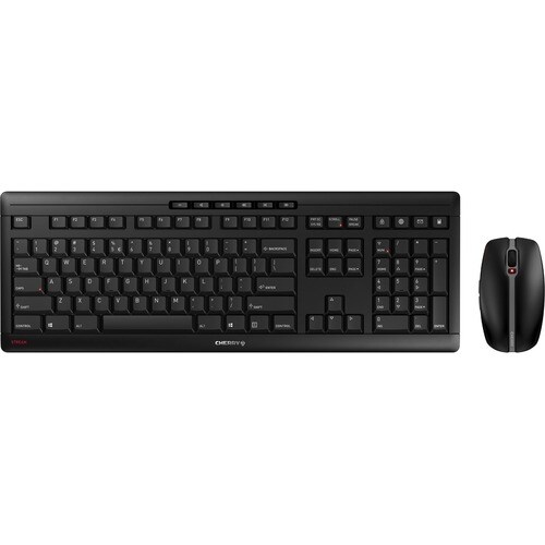 CHERRY STREAM DESKTOP Wireless Keyboard and Mouse - Full Size,Black ,Quiet,Wireless Optical 6 Button Mouse,Adjustable to 2