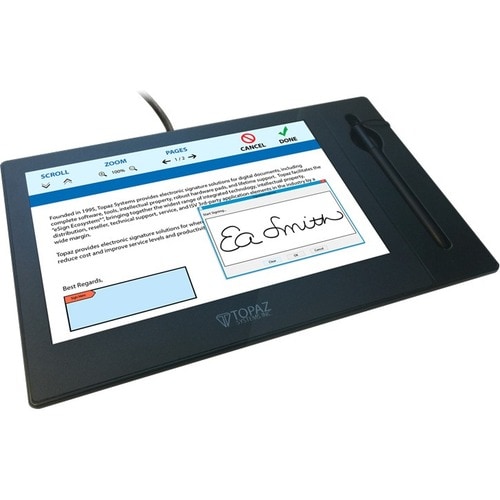 Topaz GemView TD-LBK101VT-USB-R Signature Pad - Active Pen - TAA Compliant - Wired - Black - 10.1" LCD - Backlight - 1280 