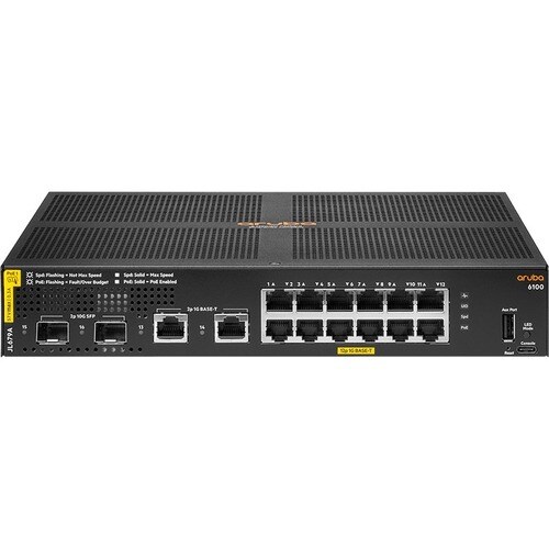 Aruba 6100 Ethernet Switch - 12 Ports - Manageable - 2 Layer Supported - Modular - 21.90 W Power Consumption - 139 W PoE B
