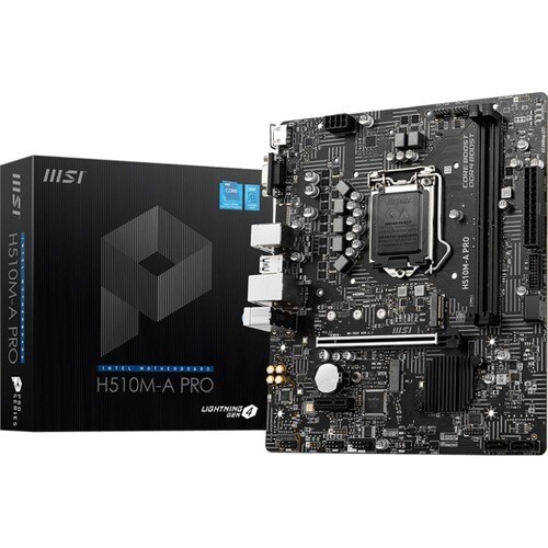 MSI H510M-A PRO Desktop Motherboard - Intel Chipset - Socket LGA-1200 - Micro ATX - Pentium Gold, Celeron, Core i5, Core i